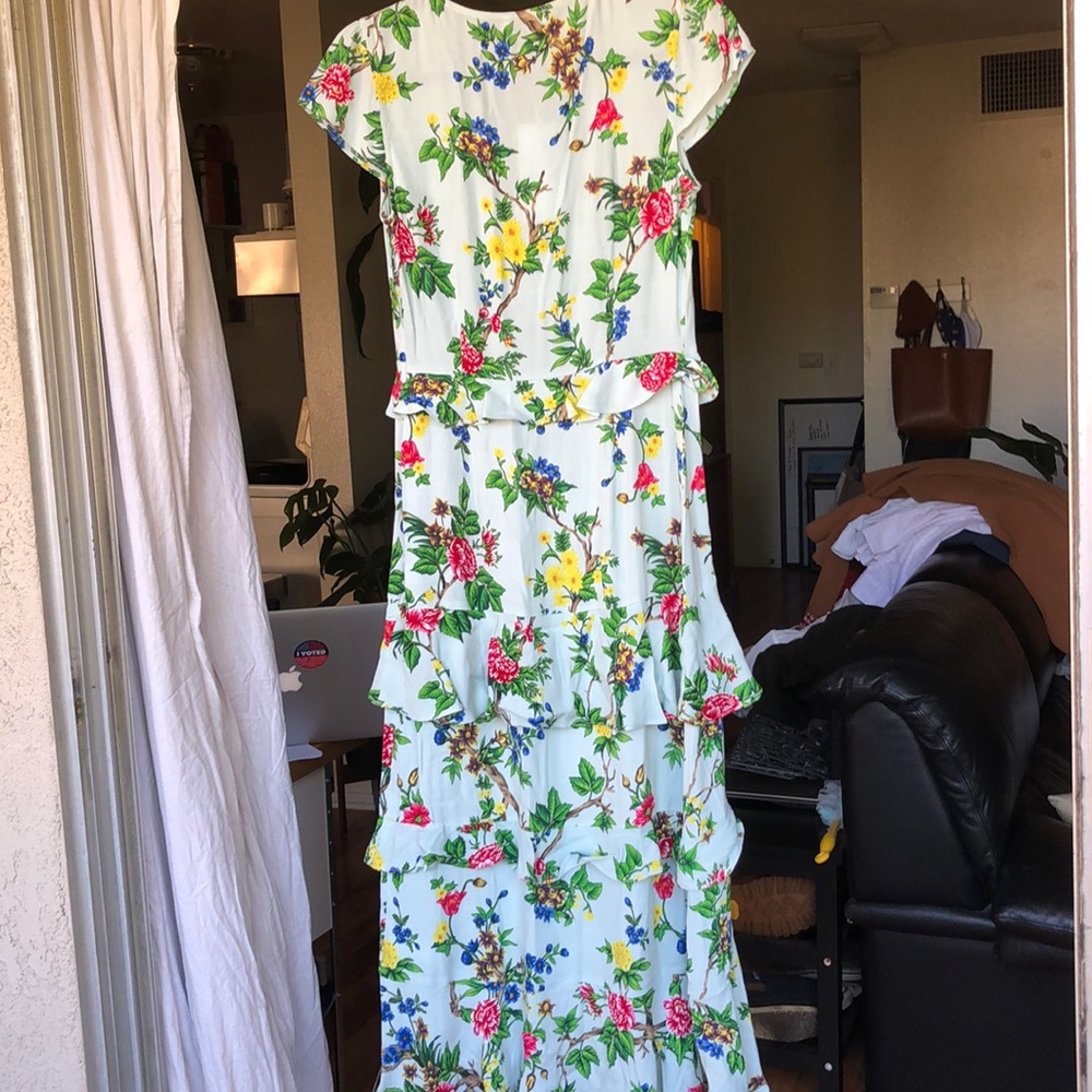NWT Mint Floral Pattern Ruffle Dress - Picture 3 of 7